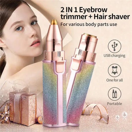 2 in 1 Electric Eyebrow Trimmer & Facial Hair Remover For Women.