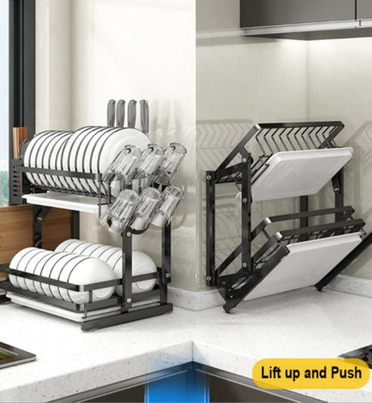 Foldable Dish Drying Rack – Space Saving Kitchen Drainer Organizer